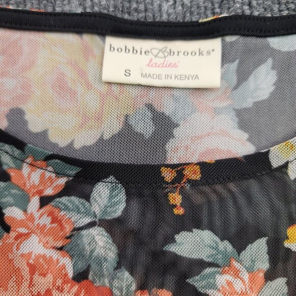 Bobbie Brooks Womans Small Lined Multicolor Floral Peasant Top Bell Sleeve - Picture 3 of 7